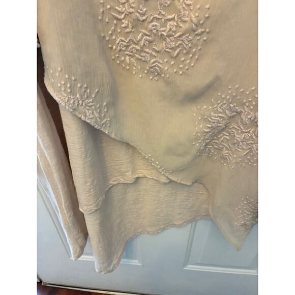LOGO by Lori Goldstein cream long tunic top shirt lace mesh floral 3X - Picture 3 of 6